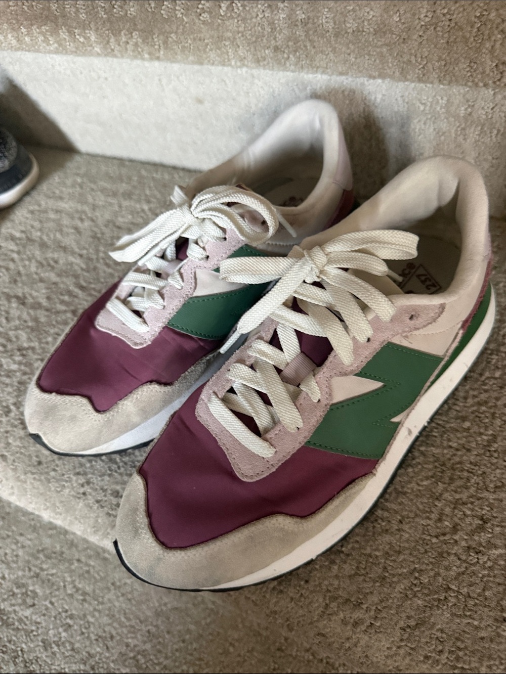 New Balance Burgundy, Green & Cream Retro Sneakers